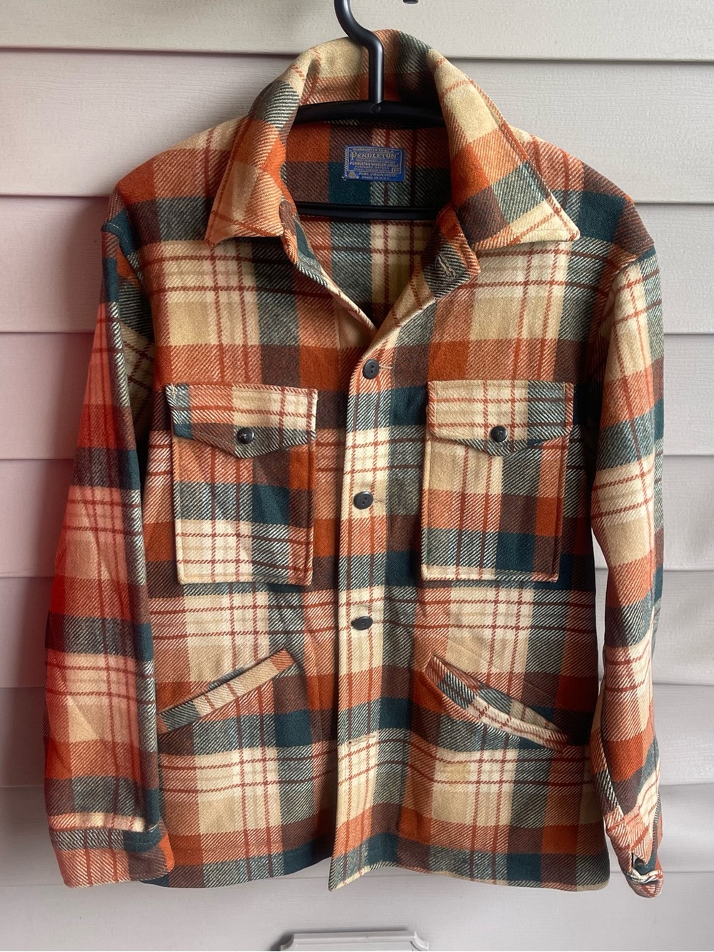Vintage Pendleton Mackinaw Cruiser Jacket Mens M Wool USA Plaid Brown Hunting